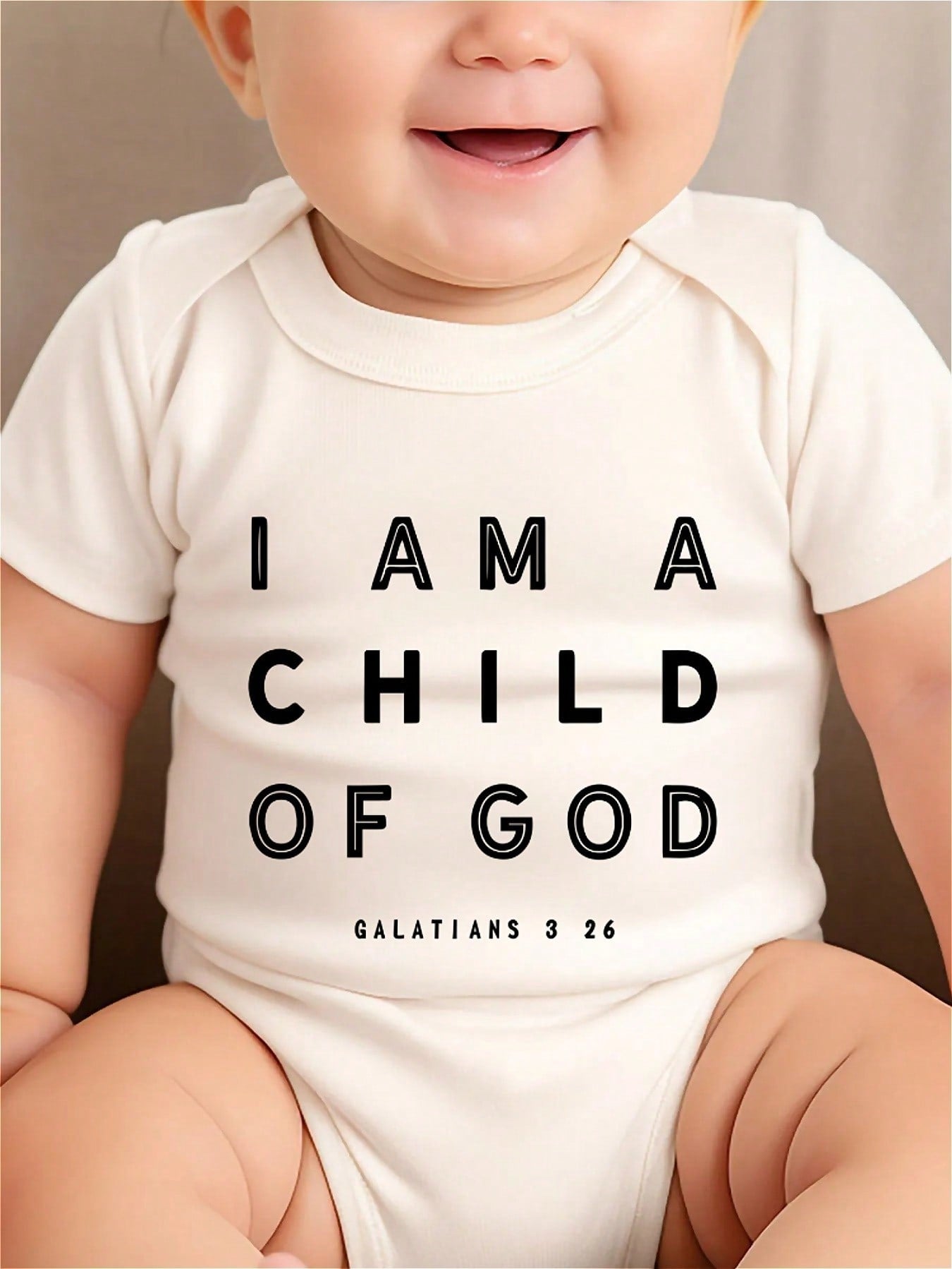 AYJK7 I AM A CHILD OF GOD Print Funny Newborn Boys Clothes 100% Cotton Casual Comfortable Short Sleeve Baby Romper
