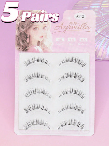 AYRMILLA 1/5/7 Pairs Natural False Eyelashes, Fluffy & Soft 3D Faux Lashes, Long & Silky, Suitable For Daily Work & Meetings, Comfortable Wear, Handmade, Extended Natural Voluminous False Eyelashes