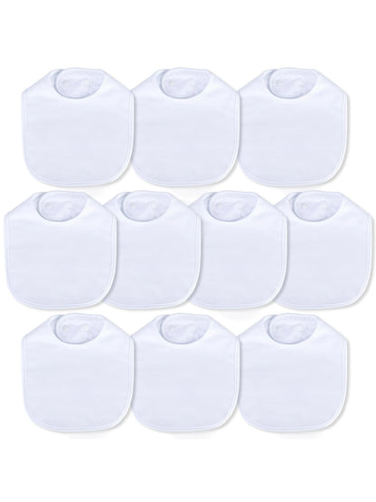 Baby Bibs Waterproof 100% Cotton Super Soft and Absorbent Unisex Bibs With Adjustable Snap for Baby Boys and Girls 0-36 Months 10 Pack