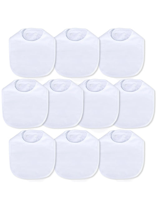 Baby Bibs Waterproof 100% Cotton Super Soft and Absorbent Unisex Bibs With Adjustable Snap for Baby Boys and Girls 0-36 Months 10 Pack