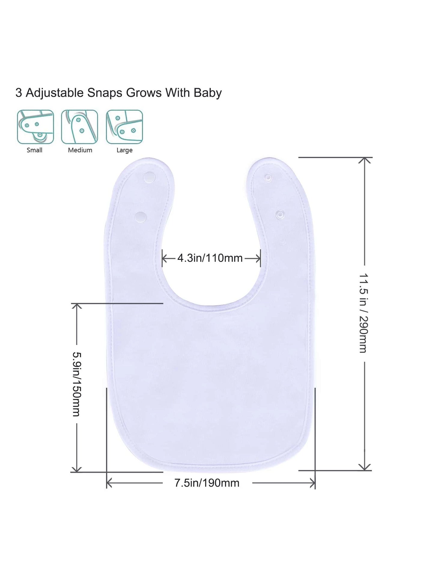 Baby Bibs Waterproof 100% Cotton Super Soft and Absorbent Unisex Bibs With Adjustable Snap for Baby Boys and Girls 0-36 Months 10 Pack