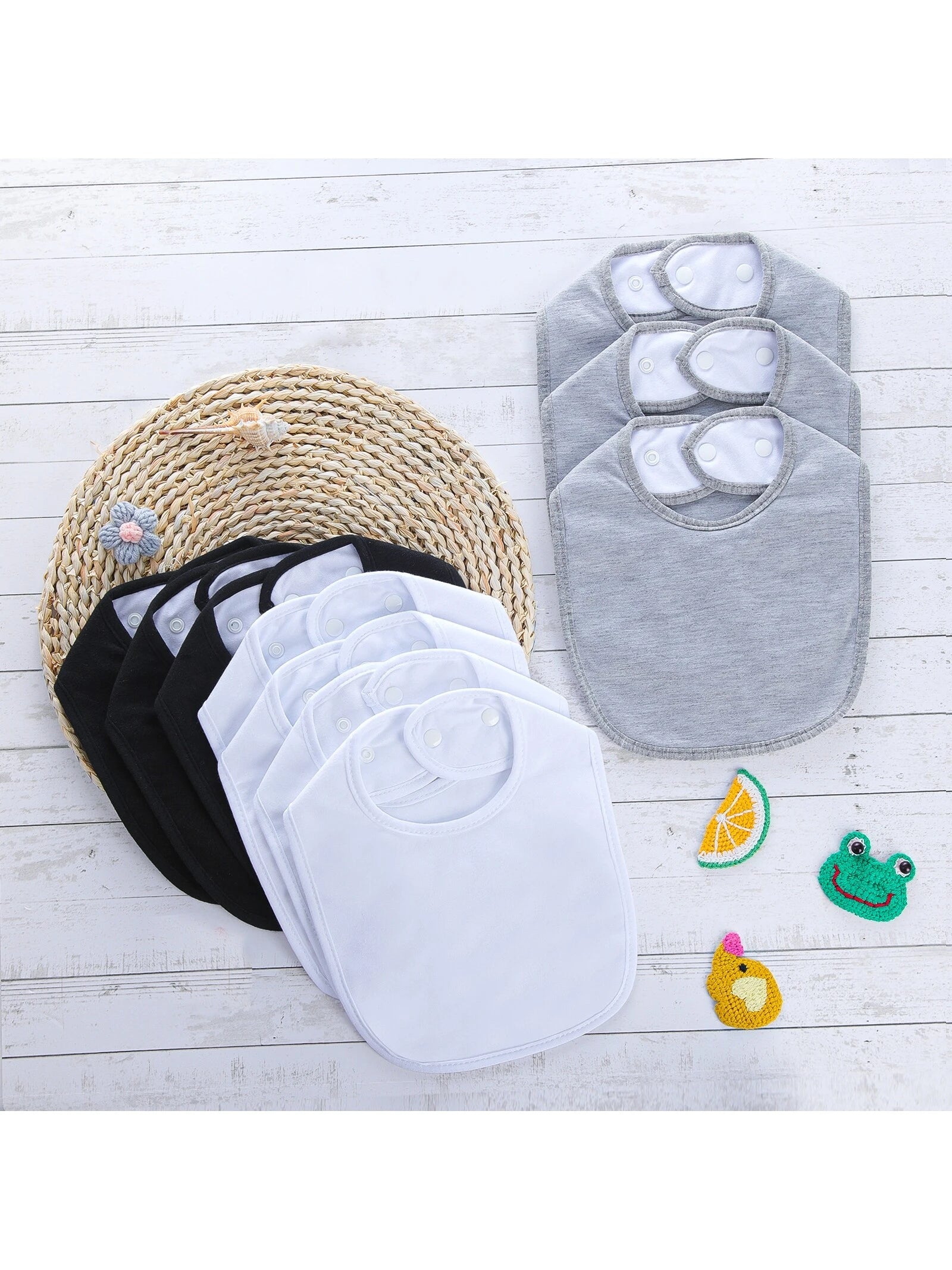 Baby Bibs Waterproof 100% Cotton Super Soft and Absorbent Unisex Bibs With Adjustable Snap for Baby Boys and Girls 0-36 Months 10 Pack