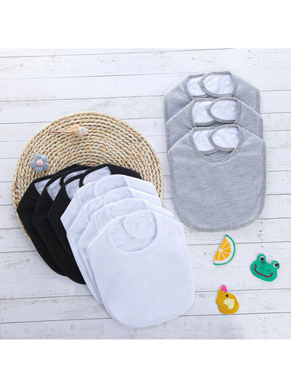 Baby Bibs Waterproof 100% Cotton Super Soft and Absorbent Unisex Bibs With Adjustable Snap for Baby Boys and Girls 0-36 Months 10 Pack
