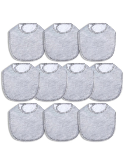 Baby Bibs Waterproof 100% Cotton Super Soft and Absorbent Unisex Bibs With Adjustable Snap for Baby Boys and Girls 0-36 Months 10 Pack