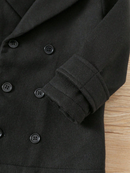Baby Boy Classic Double-Breasted,Dark Green,Winter,Modest,Birthday,Warm Thermal Lined Casual Outerwear For Daily,Party,Photography,Holidays Autumn