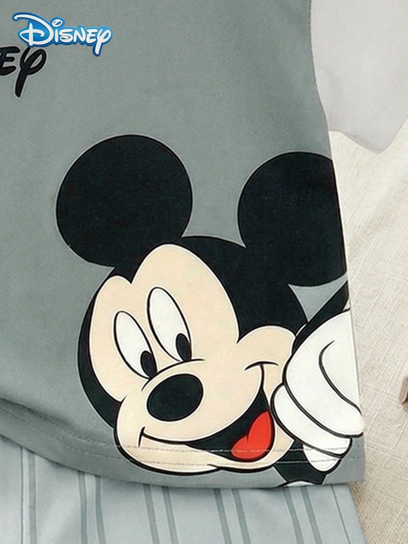 Baby Boy T-Shirt Set, Summer Disney Fresh Cartoon Style, Fitted Round Neck Color Block Mickey Mouse Print Short Sleeve T-Shirt + Striped Shorts 2-Piece Set, Casual Daily Wear, Travel, Vacation, Suitab