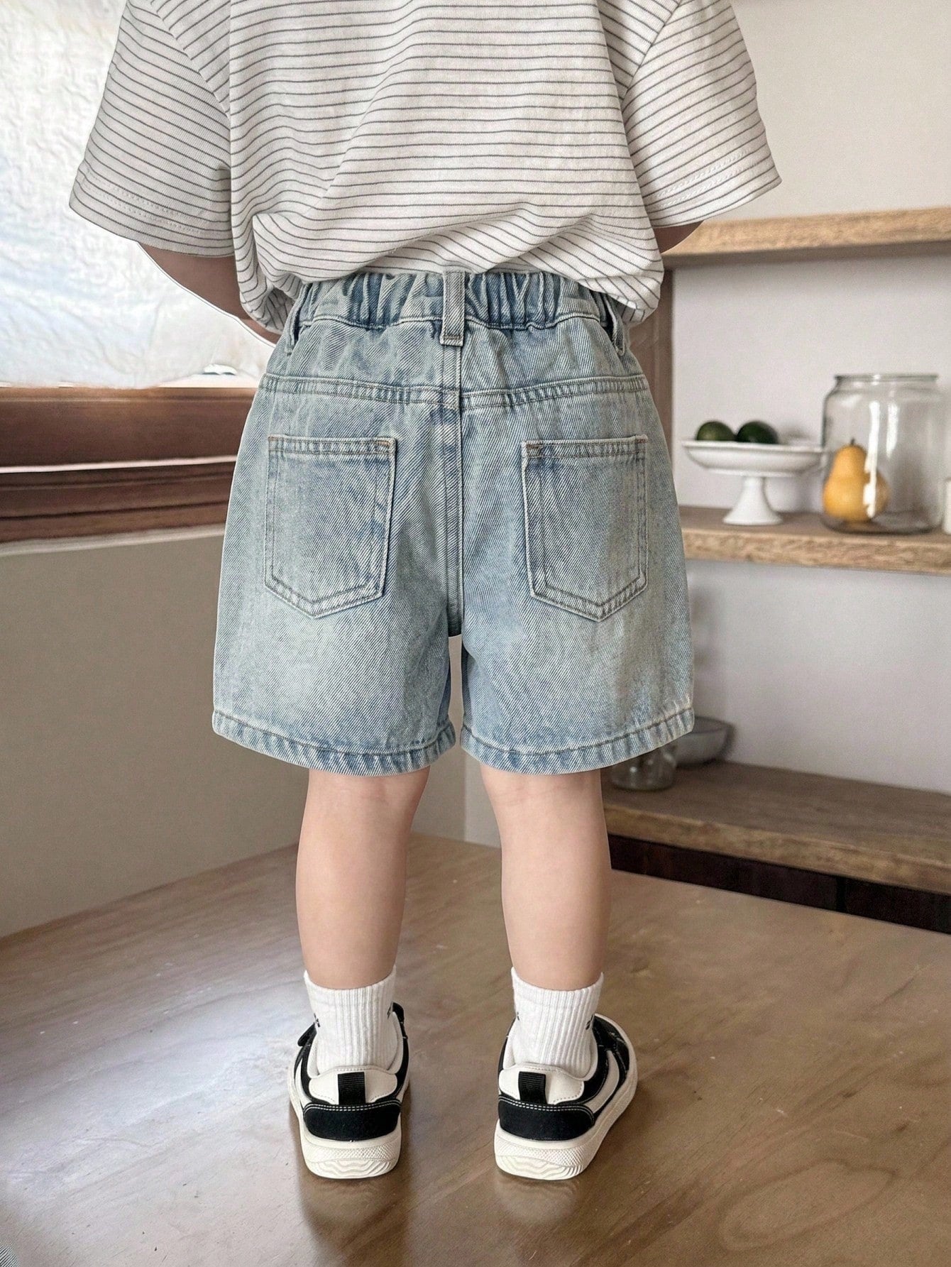 Baby Boy Urban Street Vintage Distressed Urban Cross Embroidered Blue Denim Long Jeans Shorts Bermuda Spring Summer,For Baby Dailywear Spring Summer And Back To School,Streetwear,Boy Christmas,New Yea