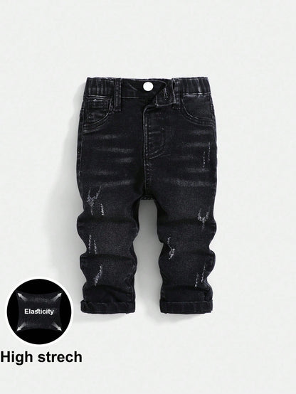 Baby Boys Casual Soft Cute Ripped Cat Whiskers High Stretch Skinny Black Denim Jeans,Casual And Versatile For Baby Boys Indoor/Outdoor Fall/Winter Clothes