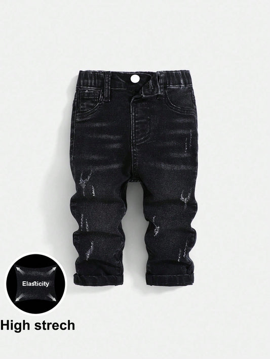 Baby Boys Casual Soft Cute Ripped Cat Whiskers High Stretch Skinny Black Denim Jeans,Casual And Versatile For Baby Boys Indoor/Outdoor Fall/Winter Clothes