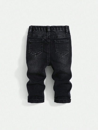 Baby Boys Casual Soft Cute Ripped Cat Whiskers High Stretch Skinny Black Denim Jeans,Casual And Versatile For Baby Boys Indoor/Outdoor Fall/Winter Clothes