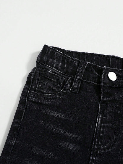 Baby Boys Casual Soft Cute Ripped Cat Whiskers High Stretch Skinny Black Denim Jeans,Casual And Versatile For Baby Boys Indoor/Outdoor Fall/Winter Clothes