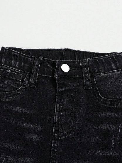 Baby Boys Casual Soft Cute Ripped Cat Whiskers High Stretch Skinny Black Denim Jeans,Casual And Versatile For Baby Boys Indoor/Outdoor Fall/Winter Clothes