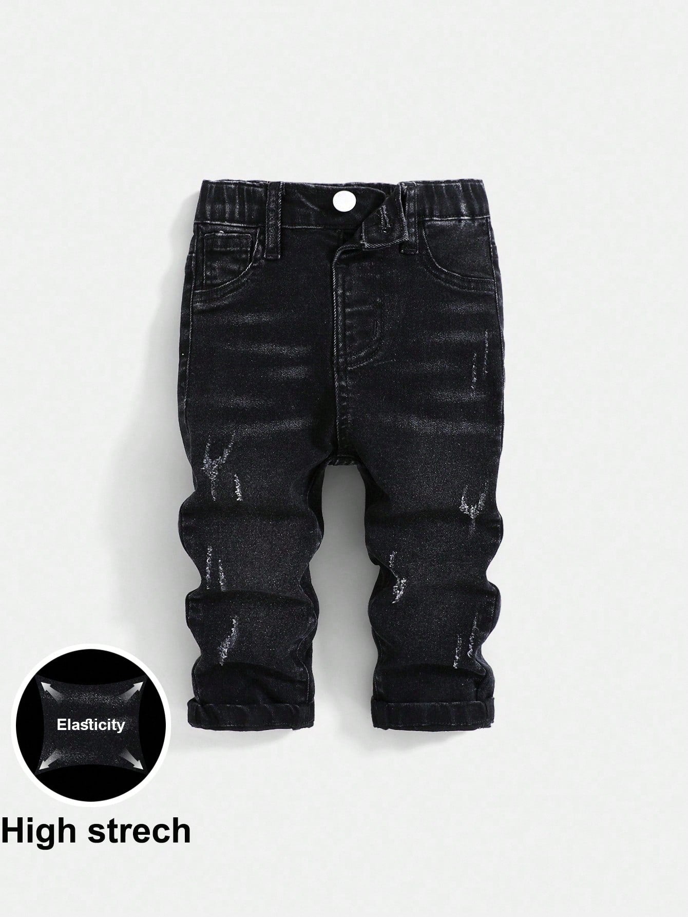 Baby Boys Casual Soft Cute Ripped Cat Whiskers High Stretch Skinny Black Denim Jeans,Casual And Versatile For Baby Boys Indoor/Outdoor Fall/Winter Clothes