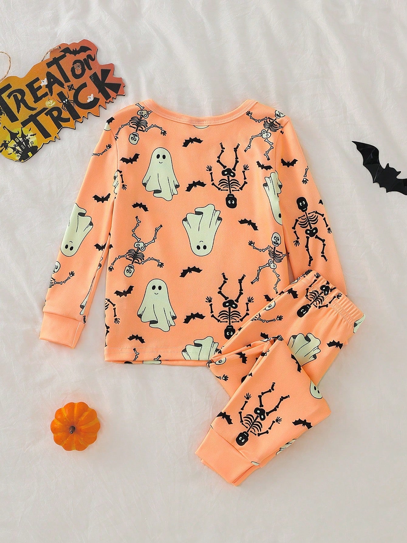 Baby Boys Spring/Autumn Cartoon Dinosaur & Palm Tree Random All-Over Print Crew Neck Long Sleeve Top And Elastic Waist Long Pants Snug Fit Loungewear