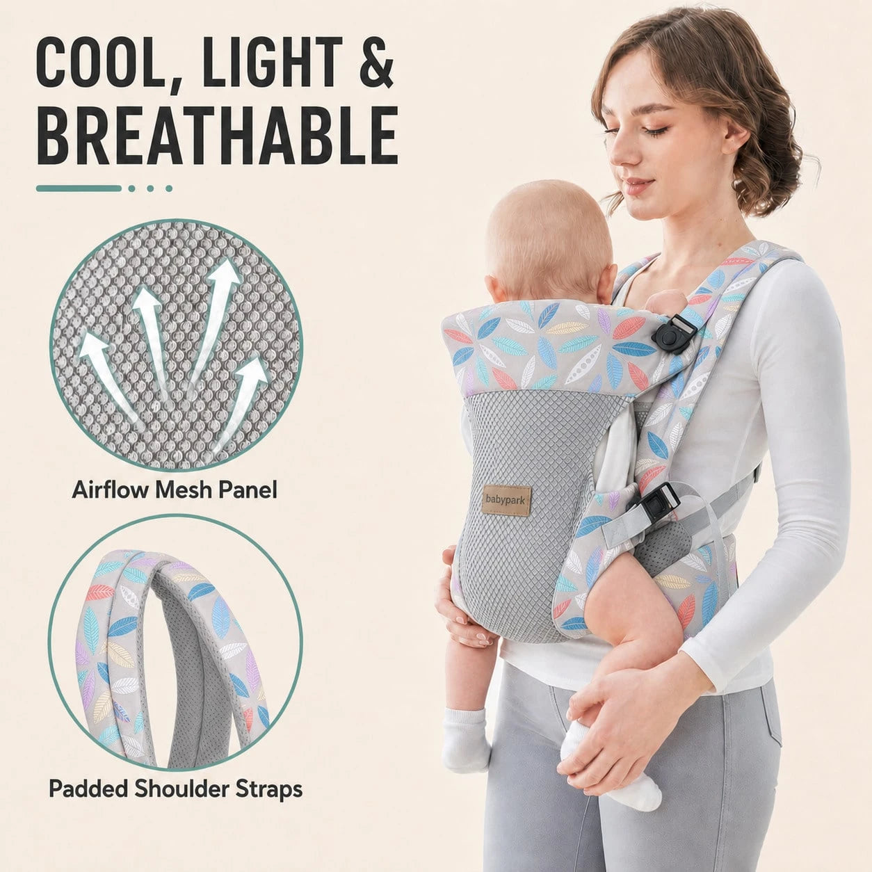 Baby Carrier For Infants And Toddlers, 4-In-1 Ergonomic Front And Back Baby Carrier, Breathable Mesh With Padded Shoulder StrapsFoldable Head Support