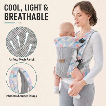 Baby Carrier For Infants And Toddlers, 4-In-1 Ergonomic Front And Back Baby Carrier, Breathable Mesh With Padded Shoulder StrapsFoldable Head Support