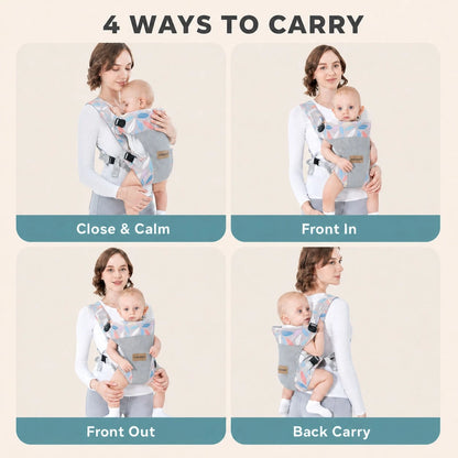 Baby Carrier For Infants And Toddlers, 4-In-1 Ergonomic Front And Back Baby Carrier, Breathable Mesh With Padded Shoulder StrapsFoldable Head Support