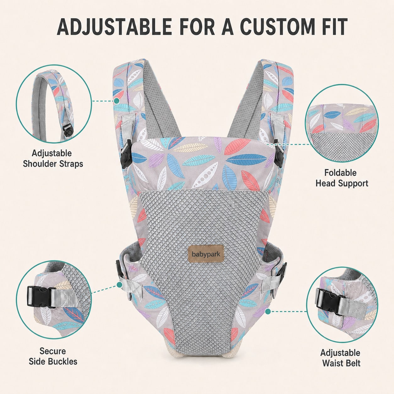Baby Carrier For Infants And Toddlers, 4-In-1 Ergonomic Front And Back Baby Carrier, Breathable Mesh With Padded Shoulder StrapsFoldable Head Support