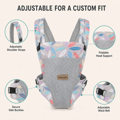 Baby Carrier For Infants And Toddlers, 4-In-1 Ergonomic Front And Back Baby Carrier, Breathable Mesh With Padded Shoulder StrapsFoldable Head Support