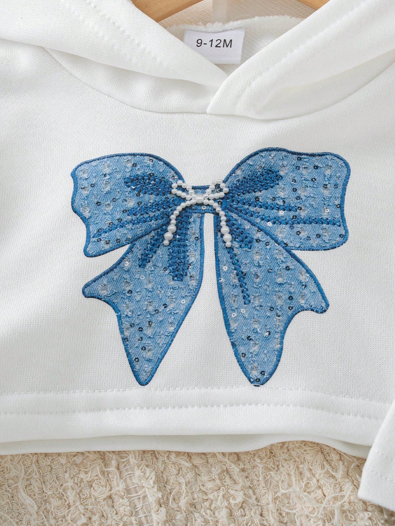 Baby Girl Autumn/Winter Casual 3-Piece Set, Spring/Autumn Hooded Short Sweatshirt & Camisole Top & Bow Wide Leg Pants, Stylish Outfit