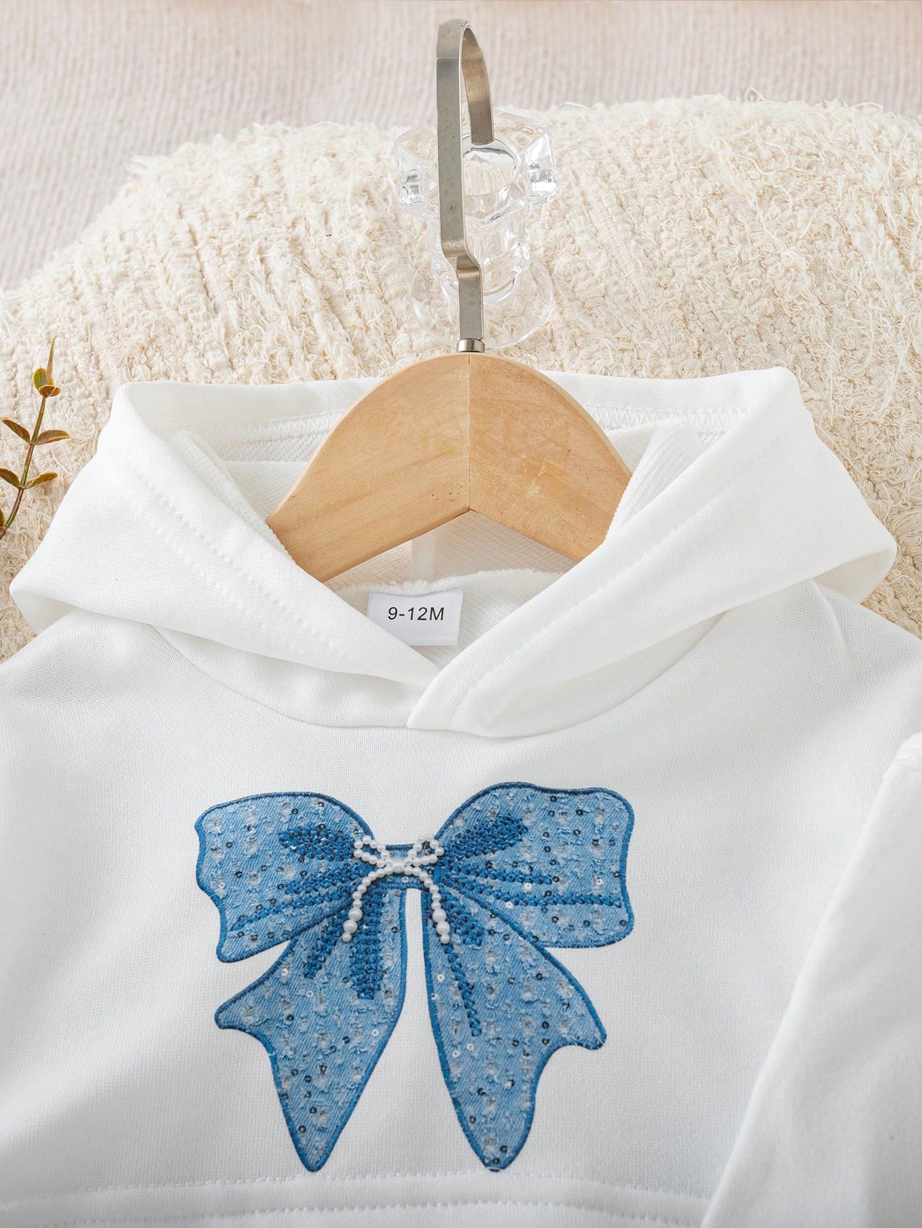 Baby Girl Autumn/Winter Casual 3-Piece Set, Spring/Autumn Hooded Short Sweatshirt & Camisole Top & Bow Wide Leg Pants, Stylish Outfit