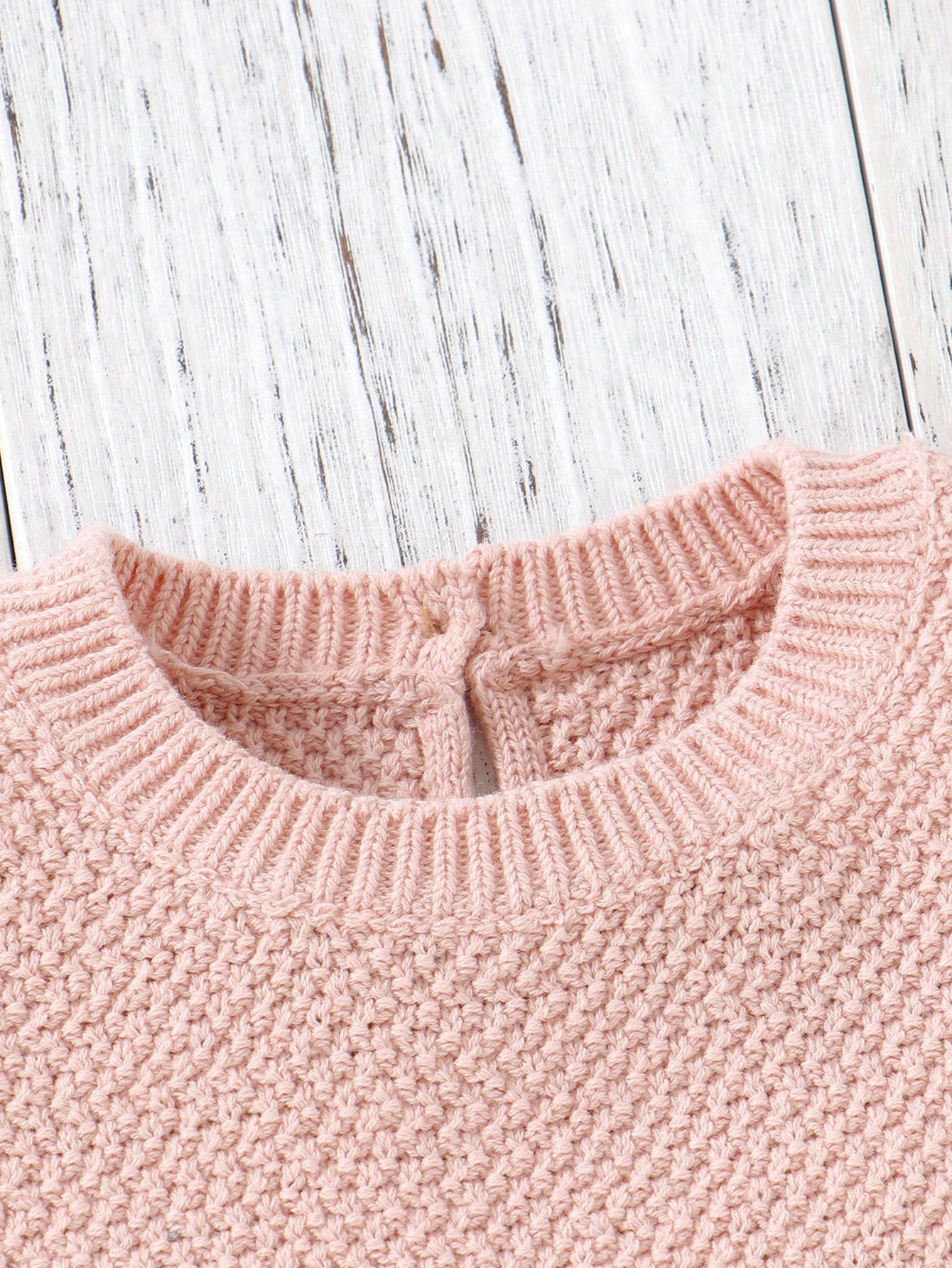 Baby Girl Bow Decor Cap Sleeve Knit Romper