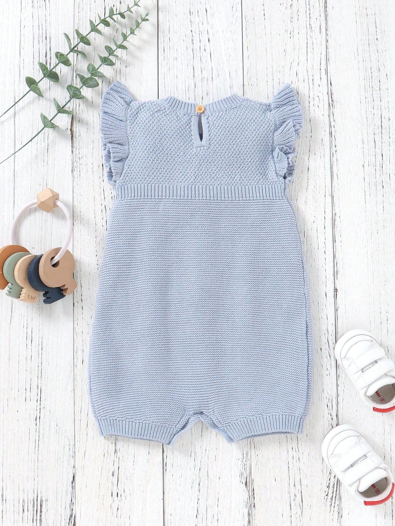Baby Girl Bow Decor Cap Sleeve Knit Romper