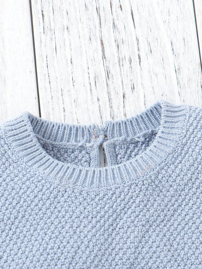 Baby Girl Bow Decor Cap Sleeve Knit Romper