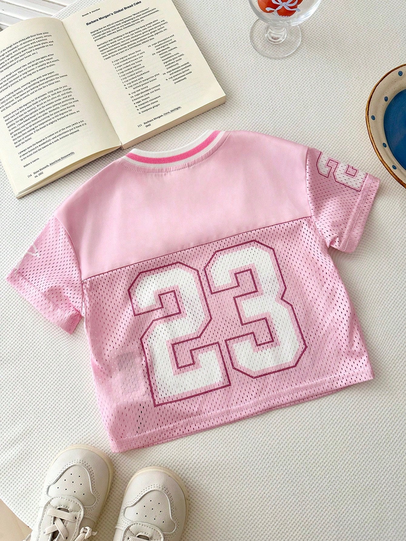 Baby Girl Fashion Sports Street Style Pink & White #23 Graphic Loose Casual T-Shirt, Baby Girl Baby Clothes Pink Tshirt For Baby Girl Baby Tops