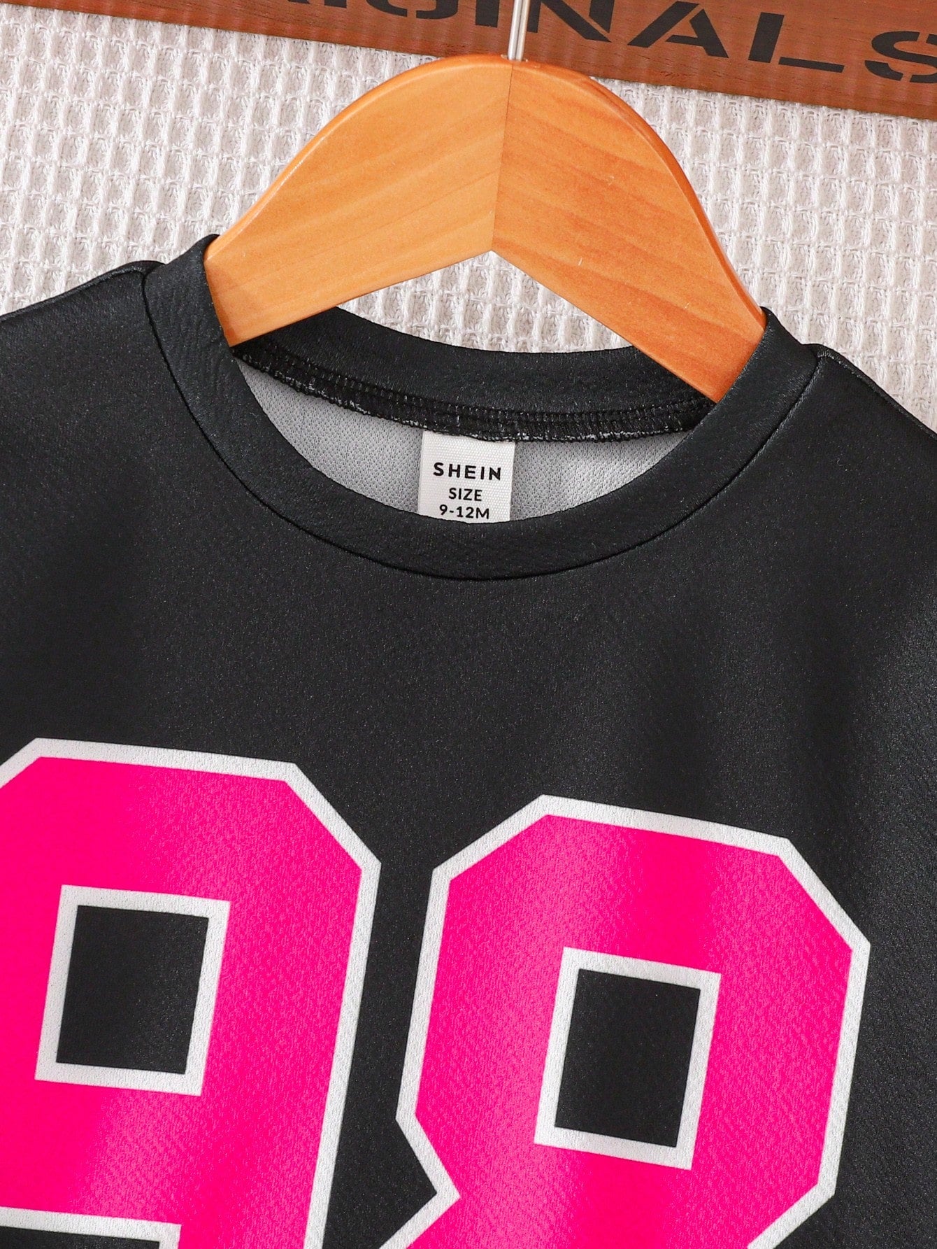 Baby Girl Fashion Street Style Round Neck Numeric Print Jumper Dress, Pink, Black