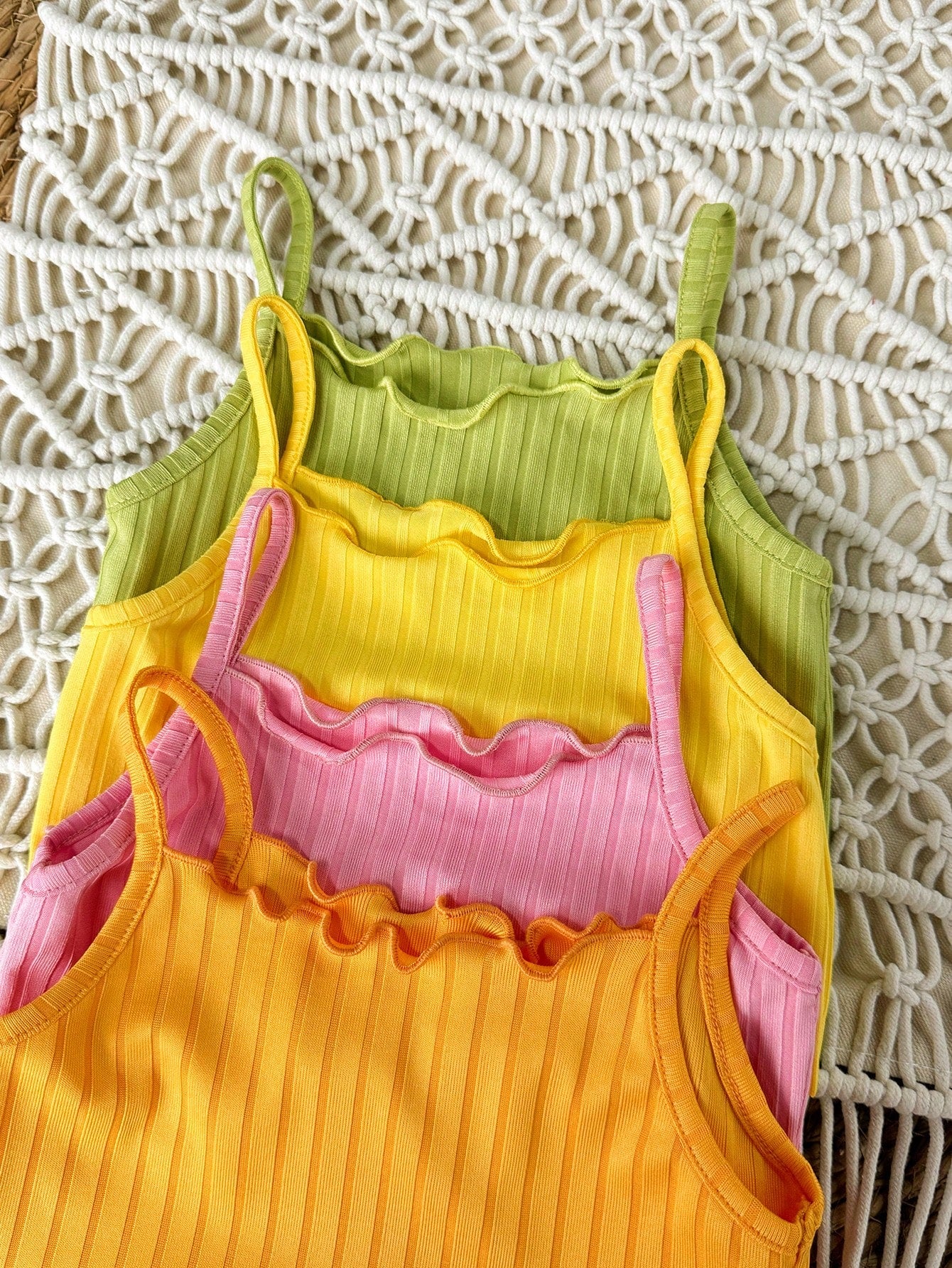 Baby Girl Solid Color Casual Versatile Everyday Outing Camisole Tops 4pcs/Set