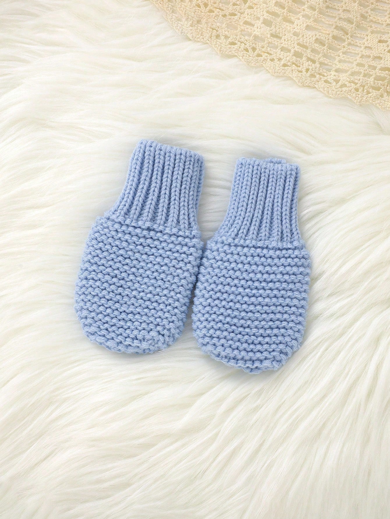 Baby Girl Solid Color Knitted Jumpsuit With Pockets, Hat, Gloves And Shoes Casual Set, Autumn/Winter Fall