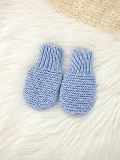 Baby Girl Solid Color Knitted Jumpsuit With Pockets, Hat, Gloves And Shoes Casual Set, Autumn/Winter Fall