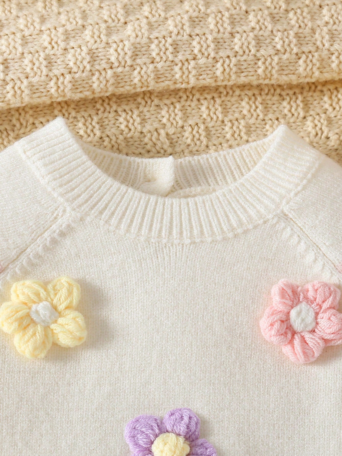 Baby Girls Sweater Onesies, Infant Girls Knit Bodysuit, Short Crawl Suit, Apricot Color, Versatile Daily Casual, Rainbow Striped, Handmade Crochet Floral, Heavy Workmanship, Exquisite, Cute, Com