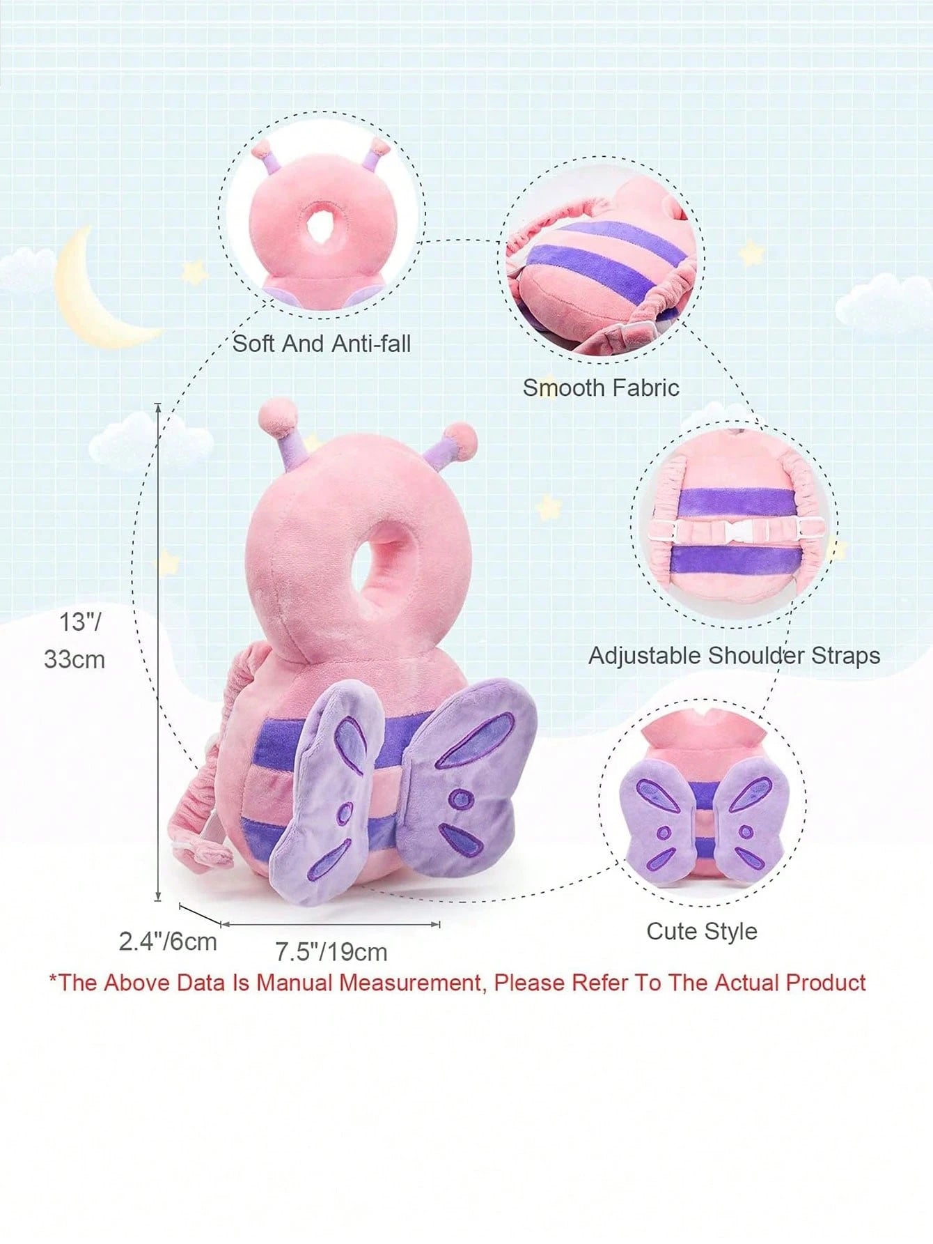 Baby Head Protector Cushion Backpack For Walking & Crawling,Christmas Elements Baby Walkers Protective Toddler Adjustable Baby Head Protection Safety Pad Backpack Wear For Crawling,Christmas