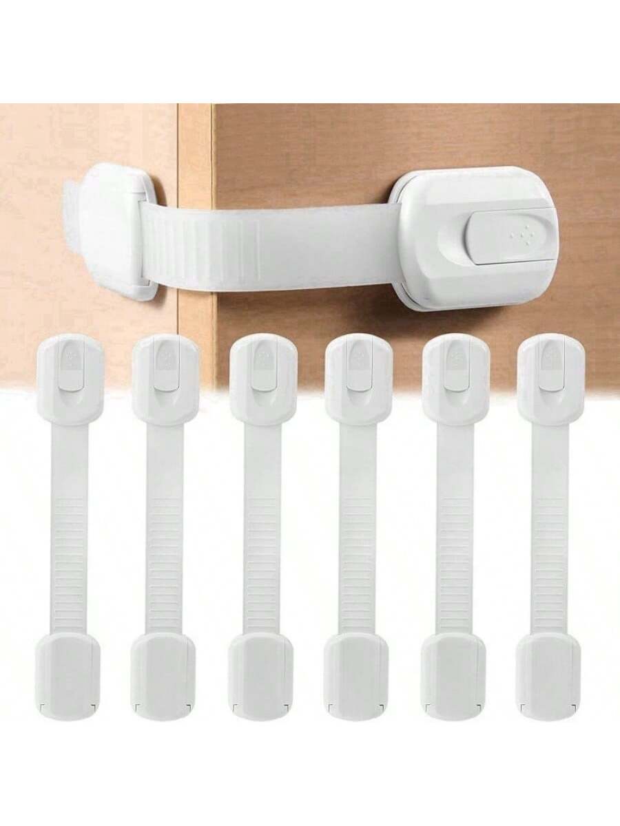 Baby Locks With Straps Child Safety Cabinet Proofing- Quick And Easy Adhesive Cabinet Drawer Door Latches No Screws & Magnets Multi-Purpose