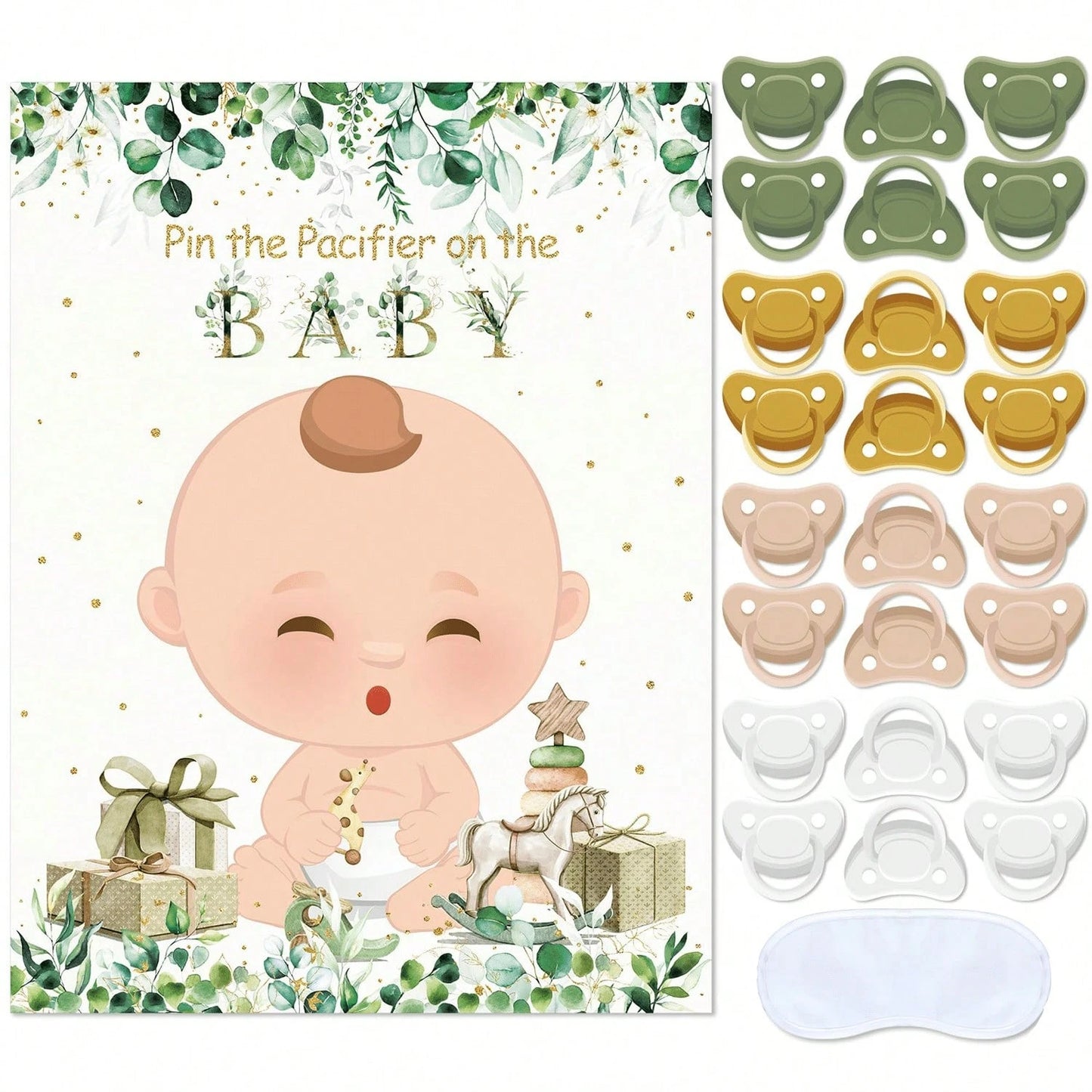 Baby Pacifier Guessing Game, Large Poster With Reusable Stickers And Blindfold, Gender Reveal Party Favors, Newborn Celebration Party Wall Decor