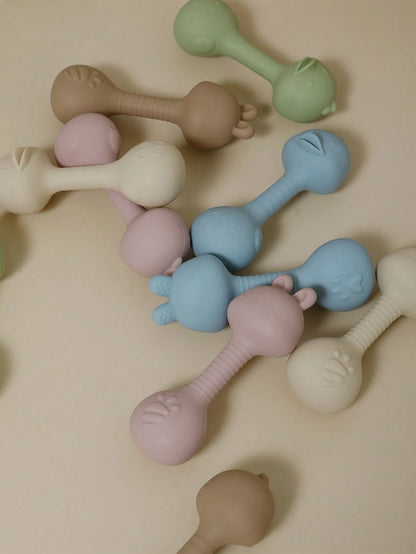 Baby Silicone Teether Toys Baby's First Teething Rattle Toy Cute Shape Easy To Grip For Babies 3-6 Months