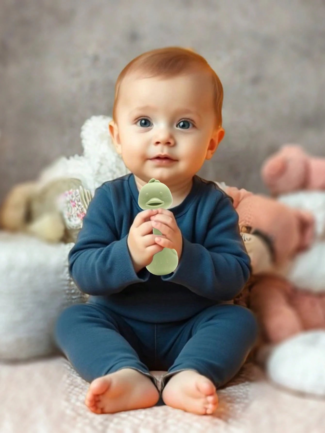 Baby Silicone Teether Toys Baby's First Teething Rattle Toy Cute Shape Easy To Grip For Babies 3-6 Months
