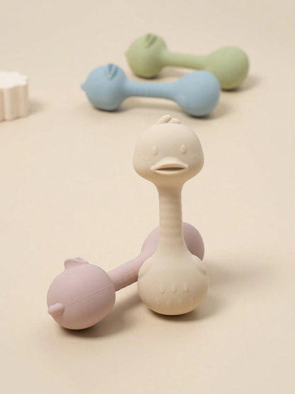 Baby Silicone Teether Toys Baby's First Teething Rattle Toy Cute Shape Easy To Grip For Babies 3-6 Months