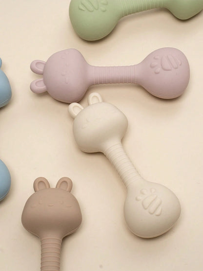 Baby Silicone Teether Toys Baby's First Teething Rattle Toy Cute Shape Easy To Grip For Babies 3-6 Months