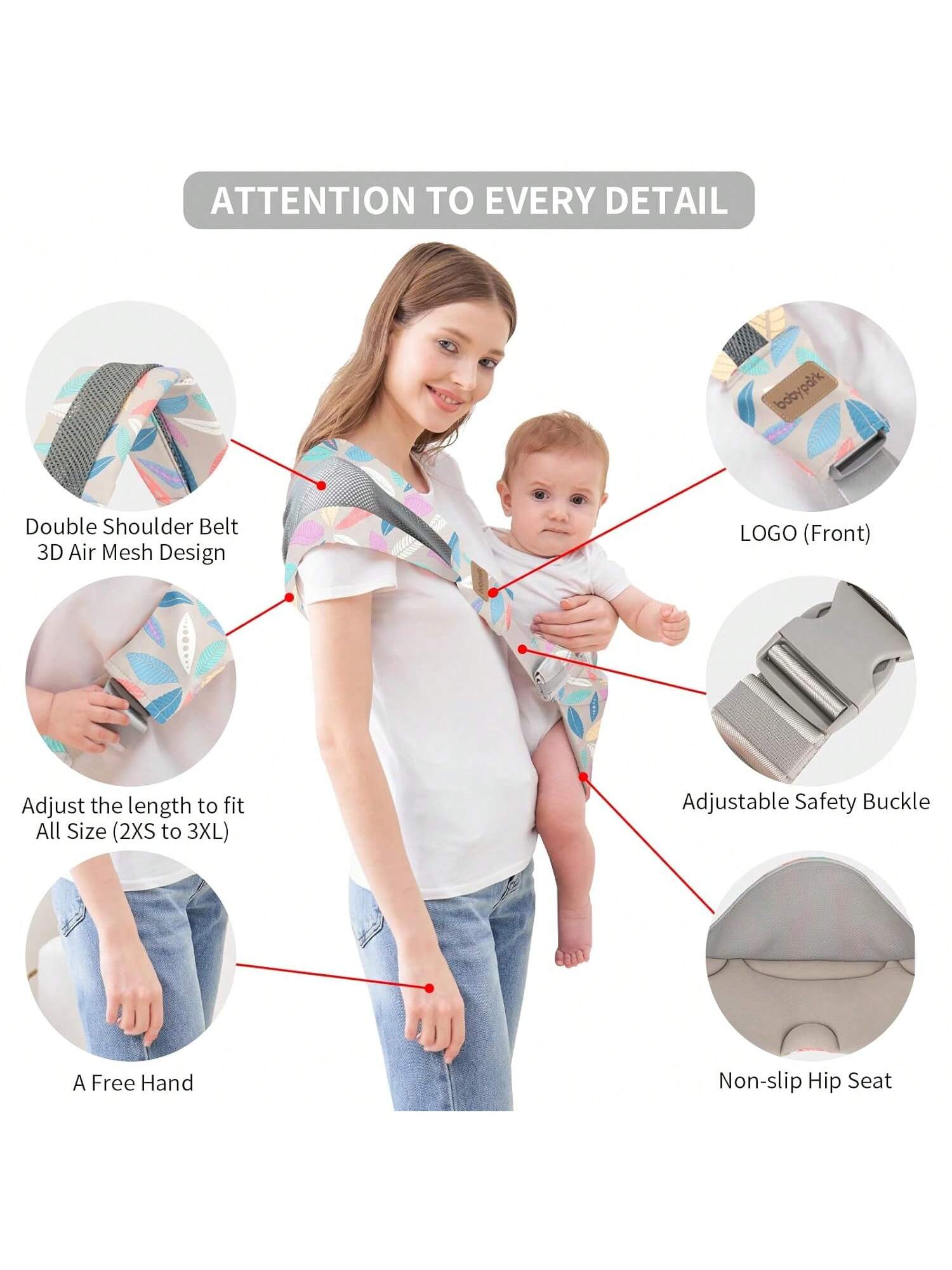 Baby Sling Carrier, Child Compact Hipseat One-Shoulder Carrier Portable Lightweight Baby Carrier Sling Hip Newborn To Toddler For Infants Carrying Up To 35 Lbs