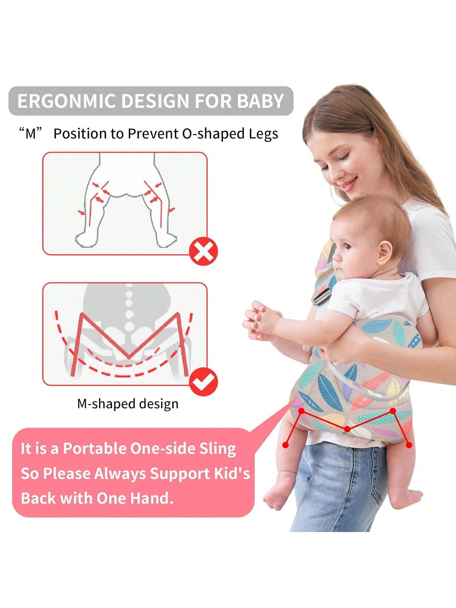 Baby Sling Carrier, Child Compact Hipseat One-Shoulder Carrier Portable Lightweight Baby Carrier Sling Hip Newborn To Toddler For Infants Carrying Up To 35 Lbs