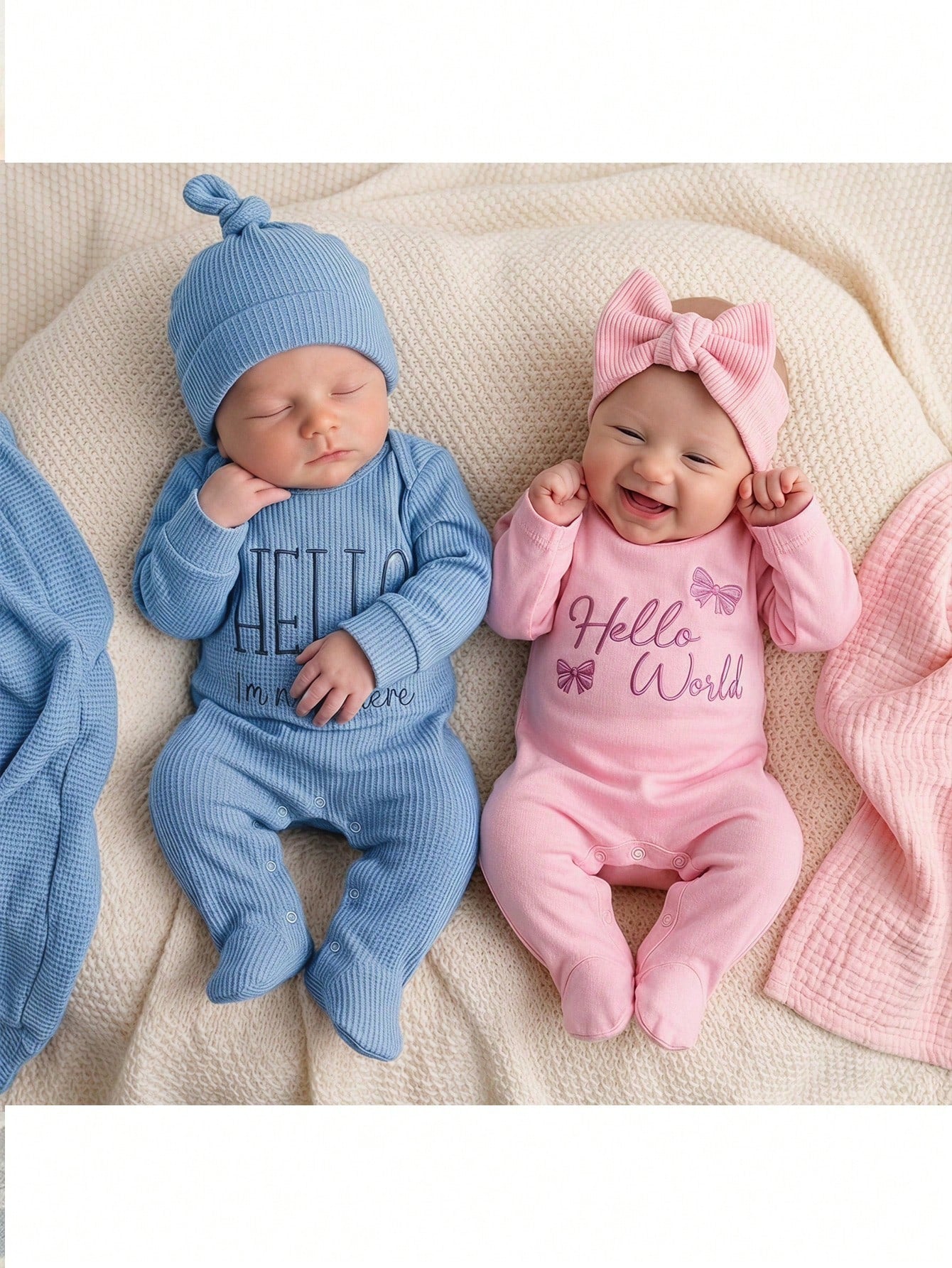 Babygirl Cute Casual Knit Pink Printed Footie Jumpsuit