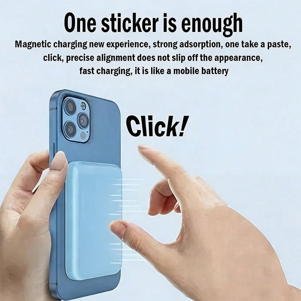 Back To School Supplies 5000mAh Magnetic Wireless Power Bank 15W Magnetic Charging 22.5W Wired Fast Charging Slim Portable Charger Dual Device Charging Strong Adsorption Case Friendly Cable Free Charg