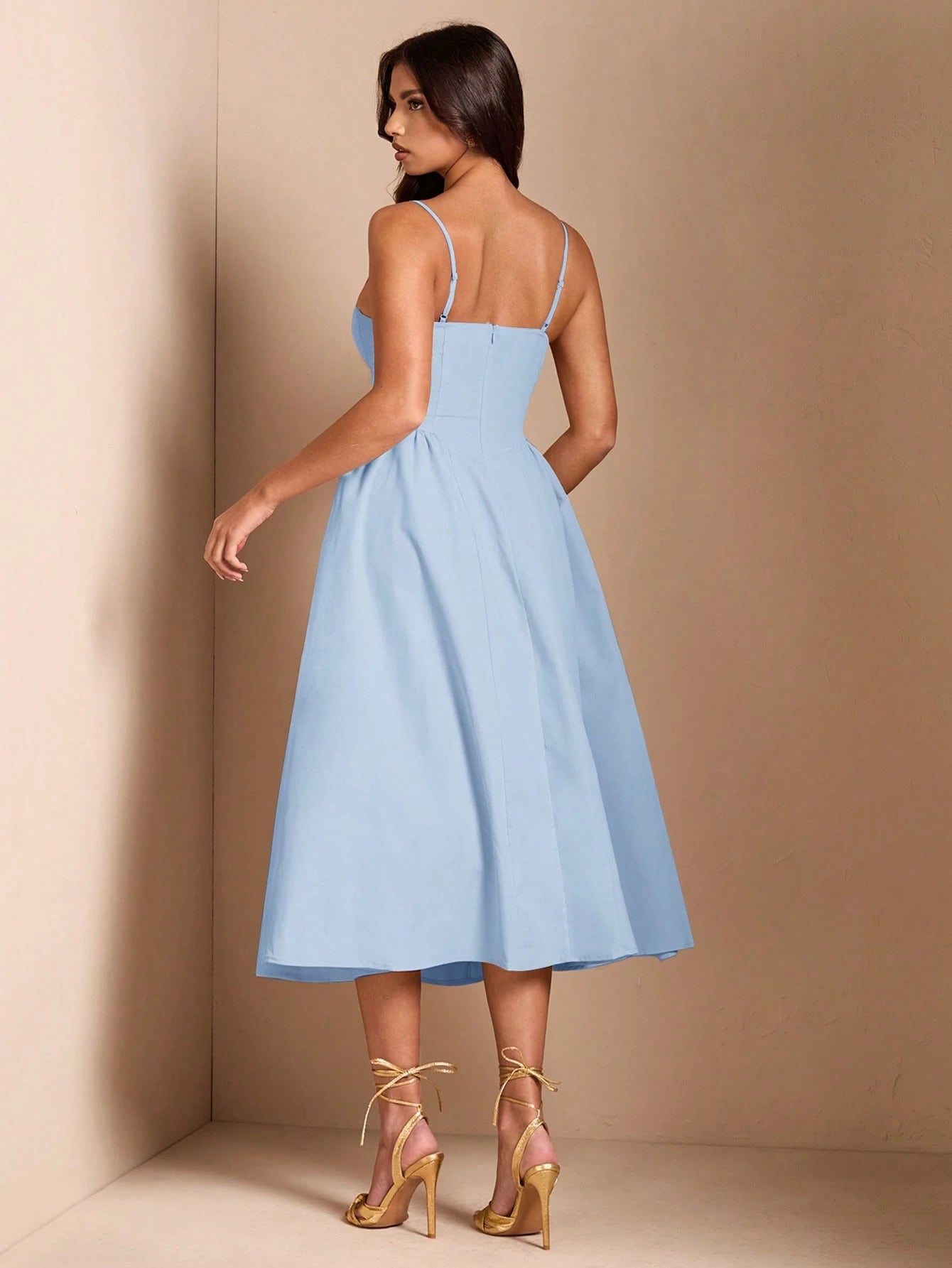 BAE Elegant Women's Spaghetti Strap Long Puff Dress, Suitable For Daily Dates, Outings, Nightclubs, Parties, Autumn Season,Summer Dresses For Women