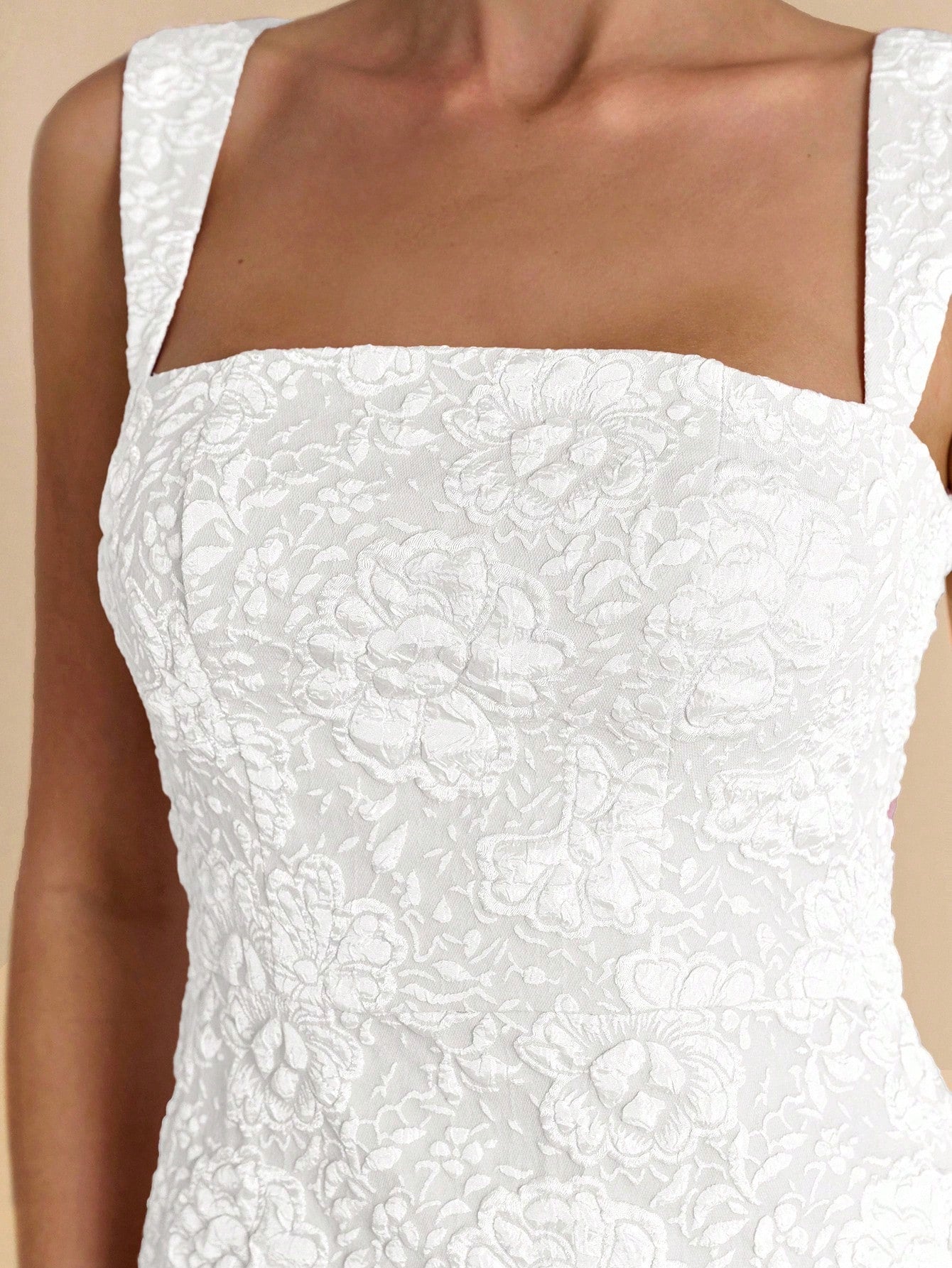 BAE Textured White Floral Camisole Bodycon Backless Mini Dress,Summer Elegant Brunch Outfits For Women,Pink Jacquard Wedding Guest Attire,Beach Vacation