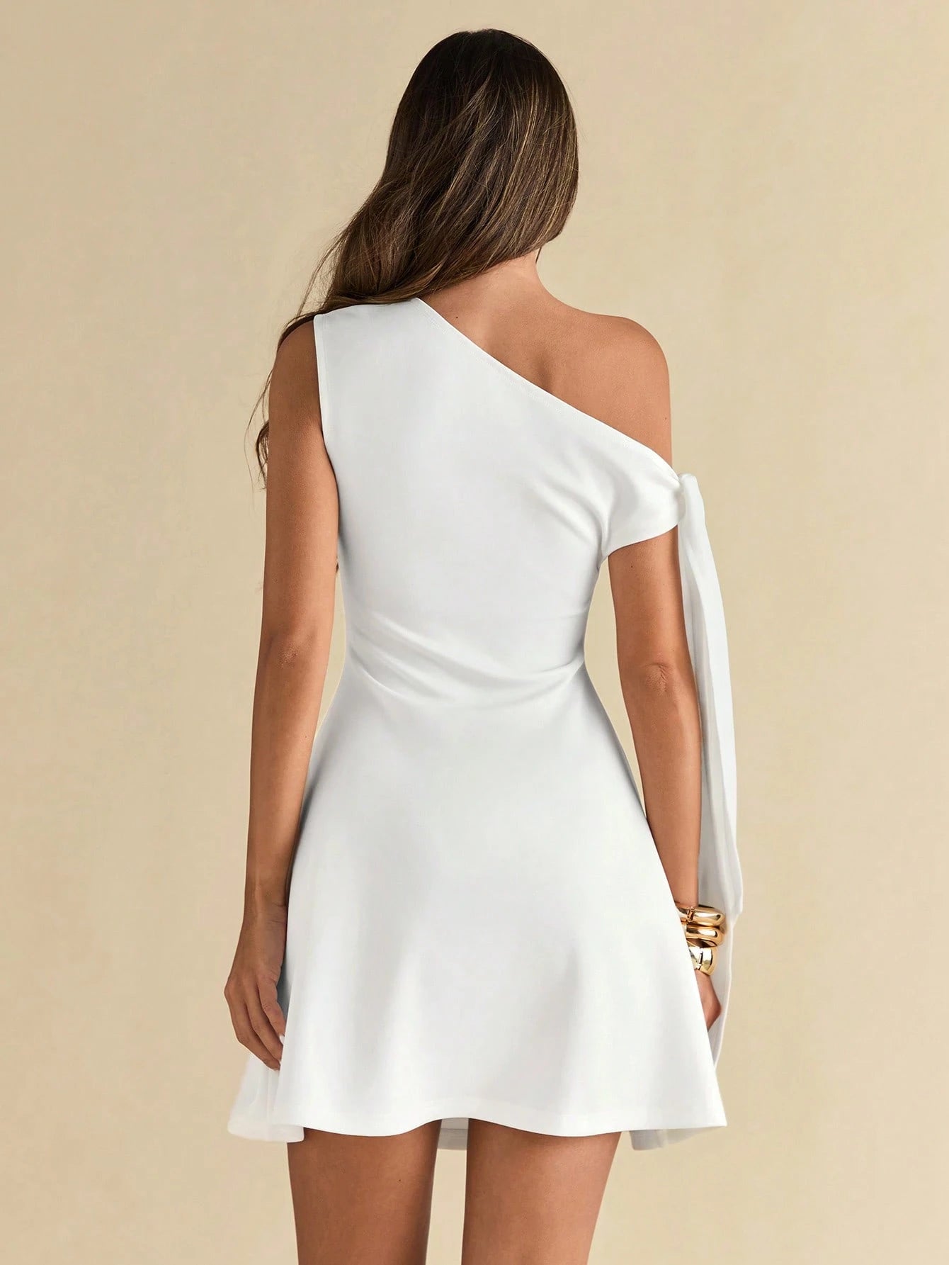 BAE Women's Asymmetric Asymmetric Neck Self-Tie Bodycon Elegant Sexy A-Line Peplum Dress, Black Night Out Summer