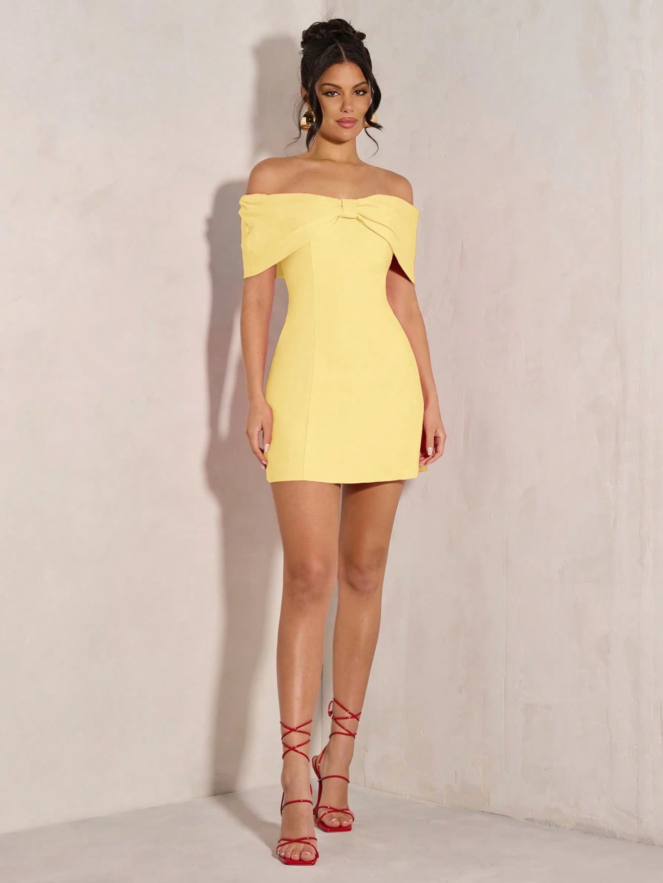 BAE Women's Elegant Open Shoulder Bowknot Cocktail Dress, Suitable For Party, Date Night, Clubbing In Autumn & Winter,Graduation Dresses,Elegant