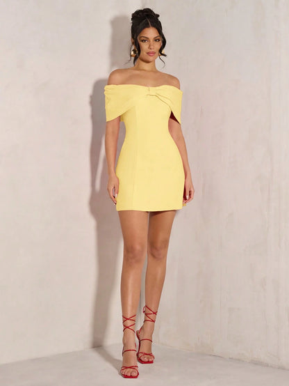 BAE Women's Elegant Open Shoulder Bowknot Cocktail Dress, Suitable For Party, Date Night, Clubbing In Autumn & Winter,Graduation Dresses,Elegant